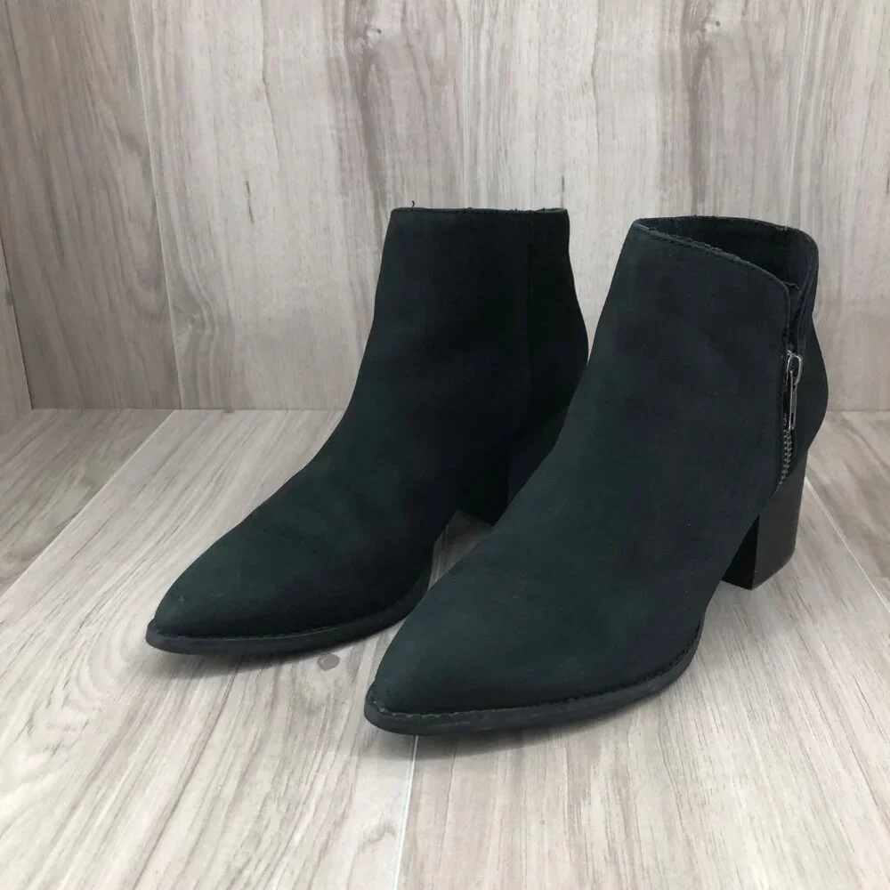 Seychelles Ankle Boots Womens 7 Chapparal Black Nubuck Leather Zip Booties